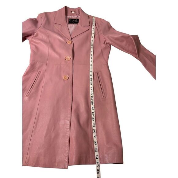 Real Leather mauve 3/4 length trench coat - Picture 8 of 11